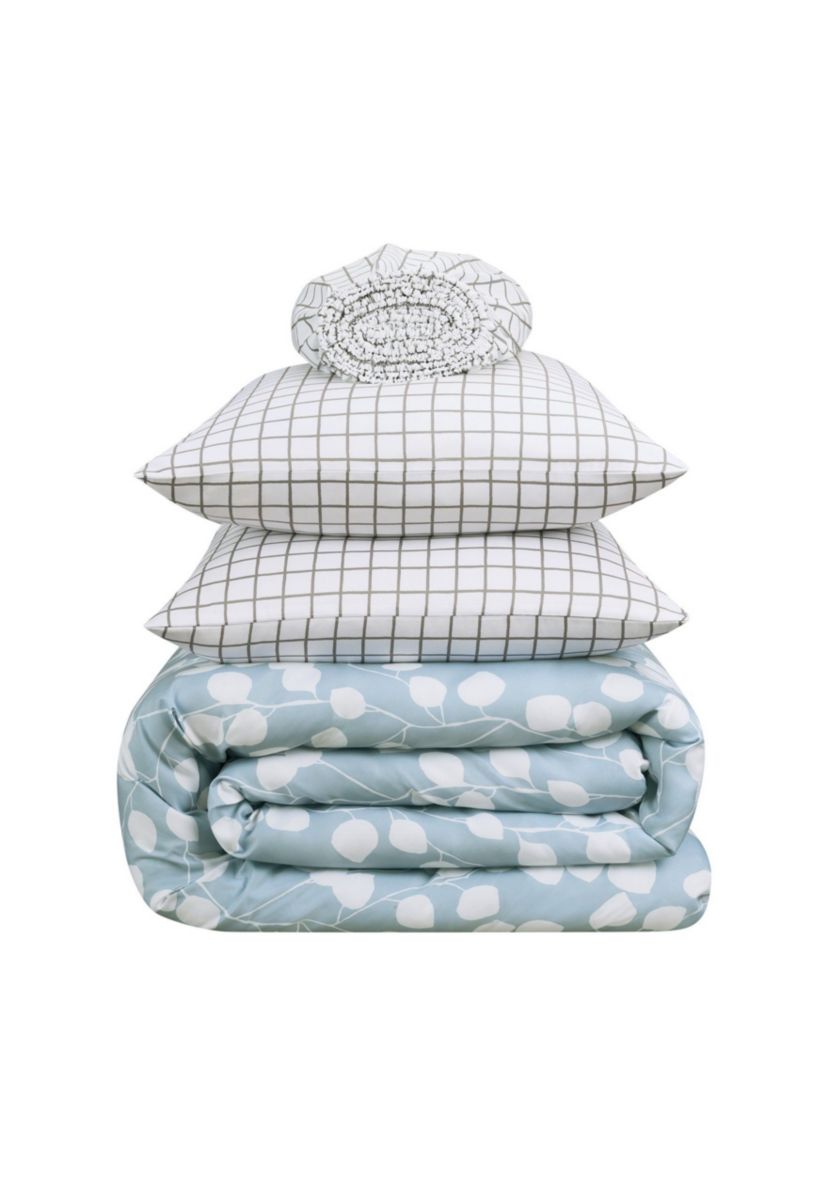 Simply Clean Ellen Botanical Leaf Antimicrobial Complete Bedding Set with Sheets