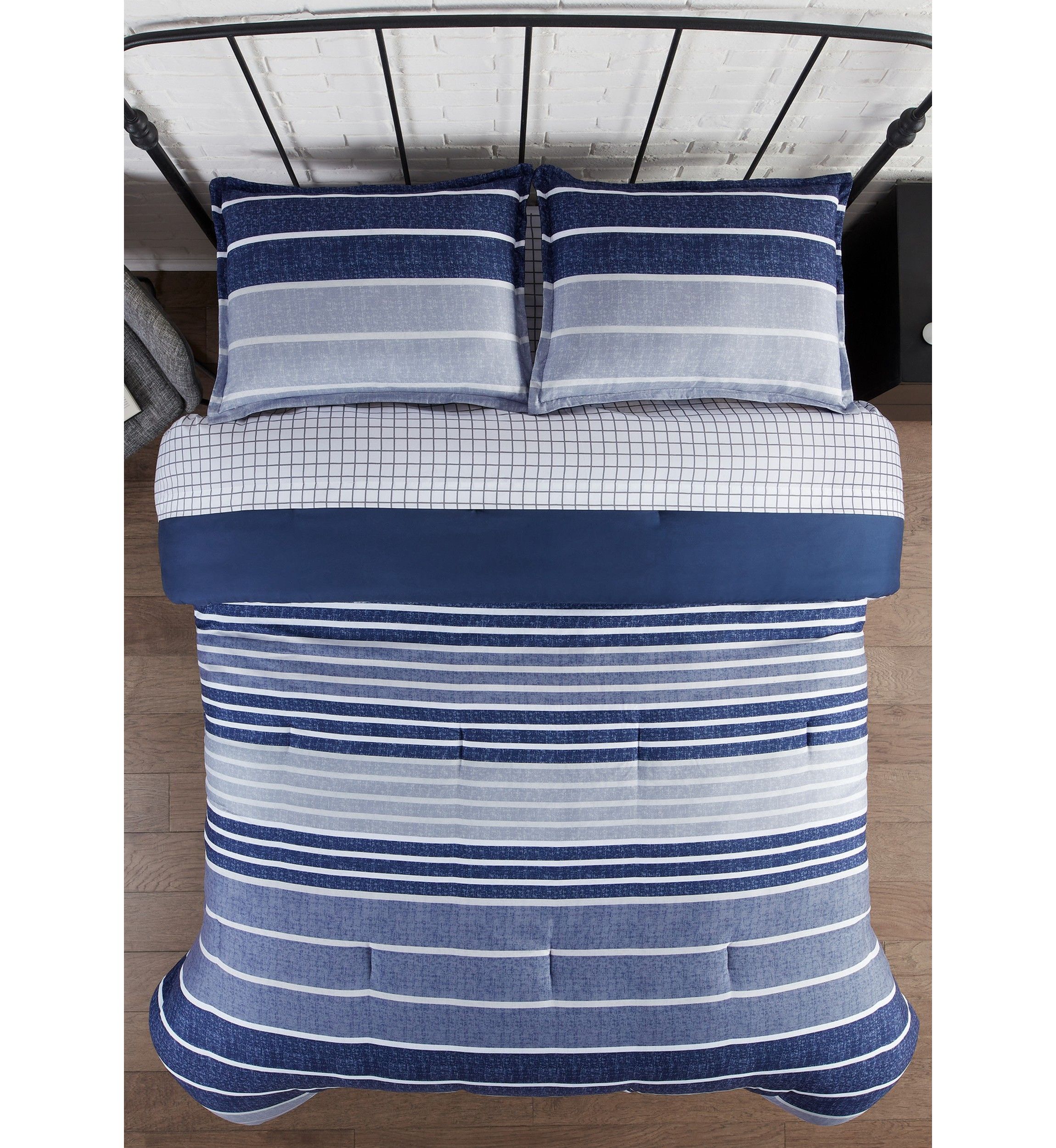 Simply Clean Conrad Variegated Stripe Antimicrobial Complete Bedding Set with Sheets