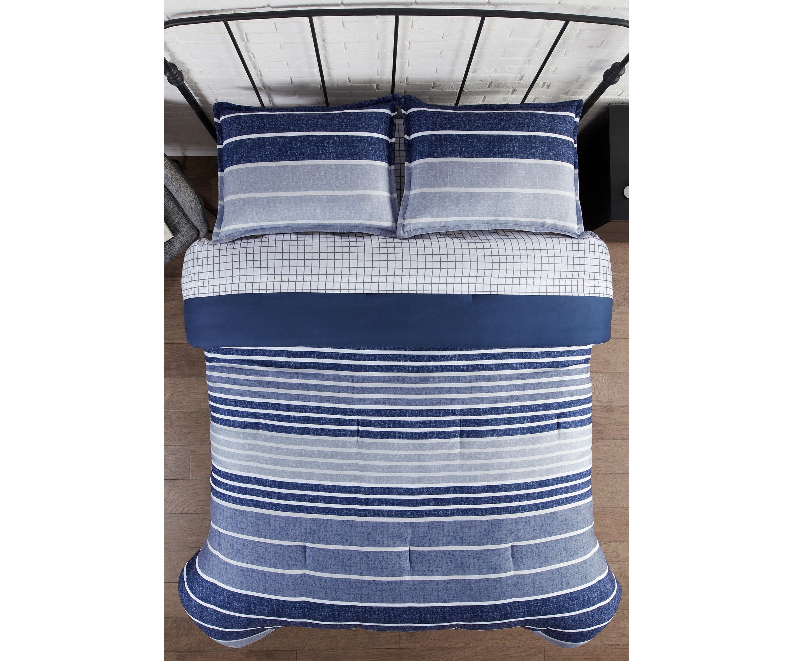 Simply Clean Conrad Variegated Stripe Antimicrobial Complete Bedding Set with Sheets