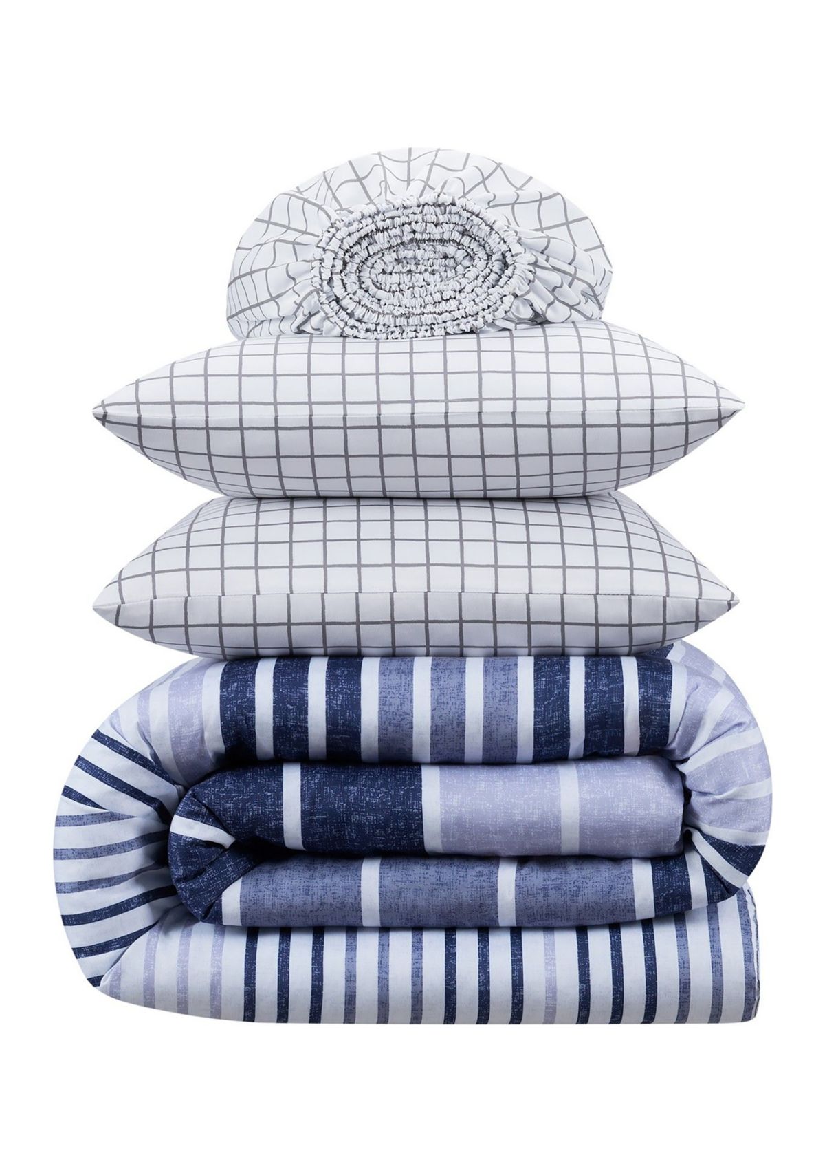 Simply Clean Conrad Variegated Stripe Antimicrobial Complete Bedding Set with Sheets