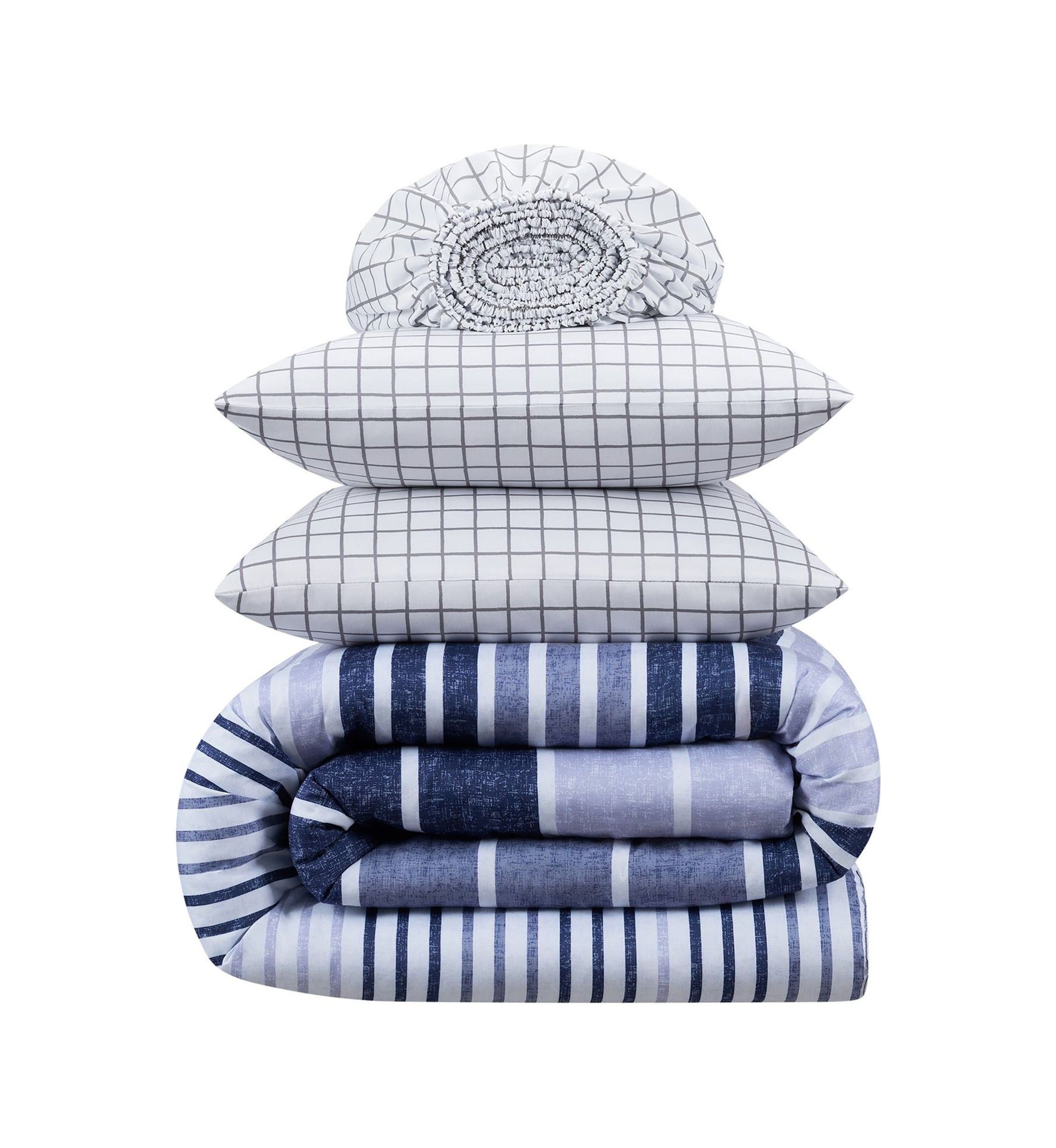 Simply Clean Conrad Variegated Stripe Antimicrobial Complete Bedding Set with Sheets