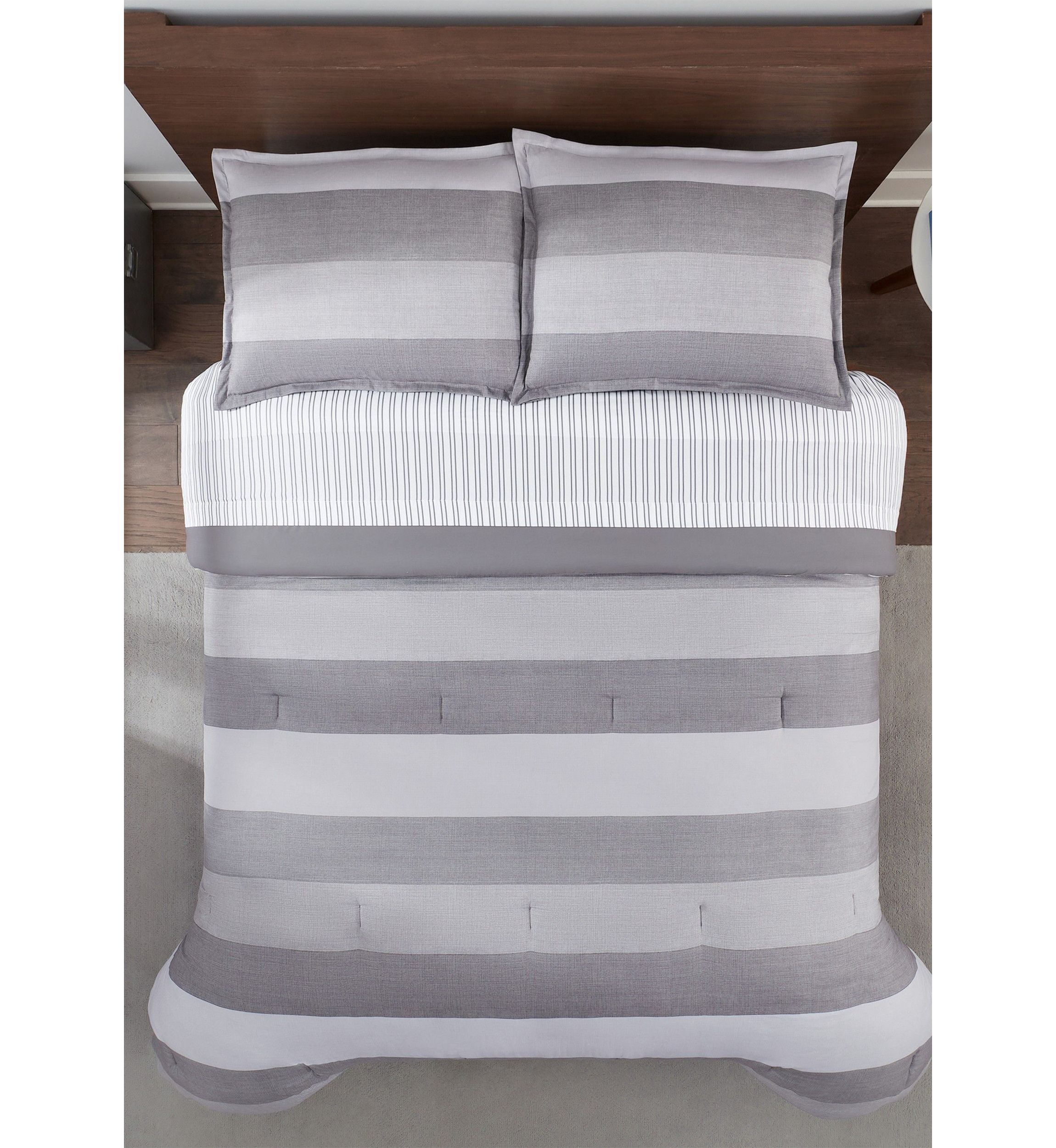 Simply Clean Billy Textured Stripe Antimicrobial Complete Bedding Set with Sheets