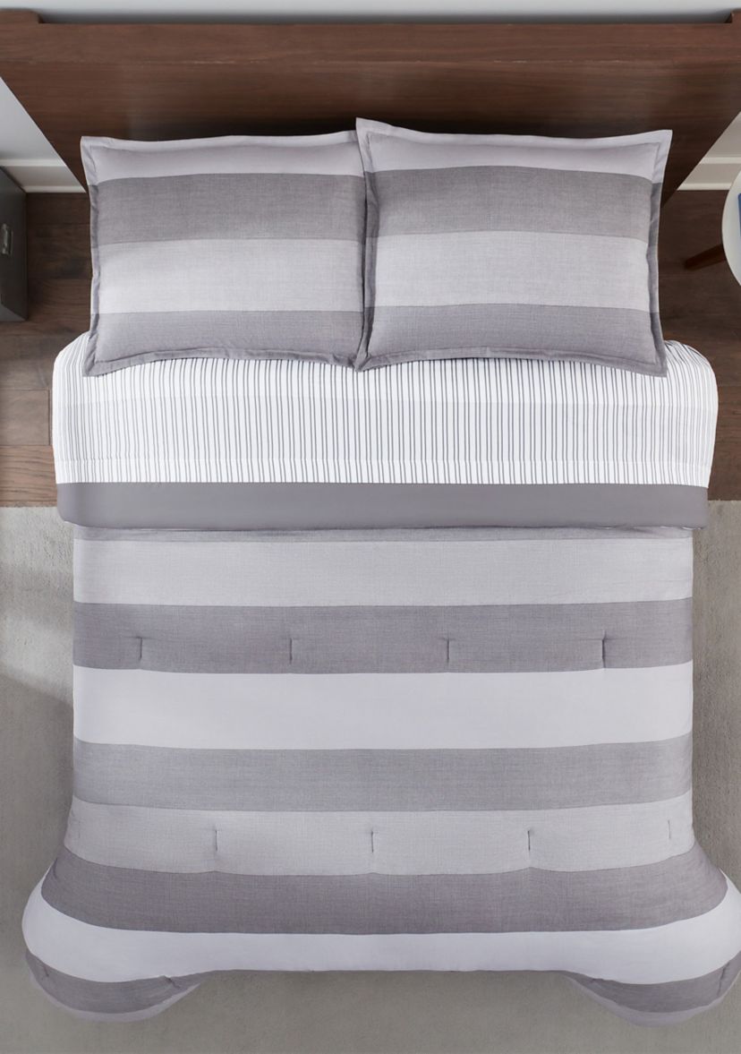 Simply Clean Billy Textured Stripe Antimicrobial Complete Bedding Set with Sheets