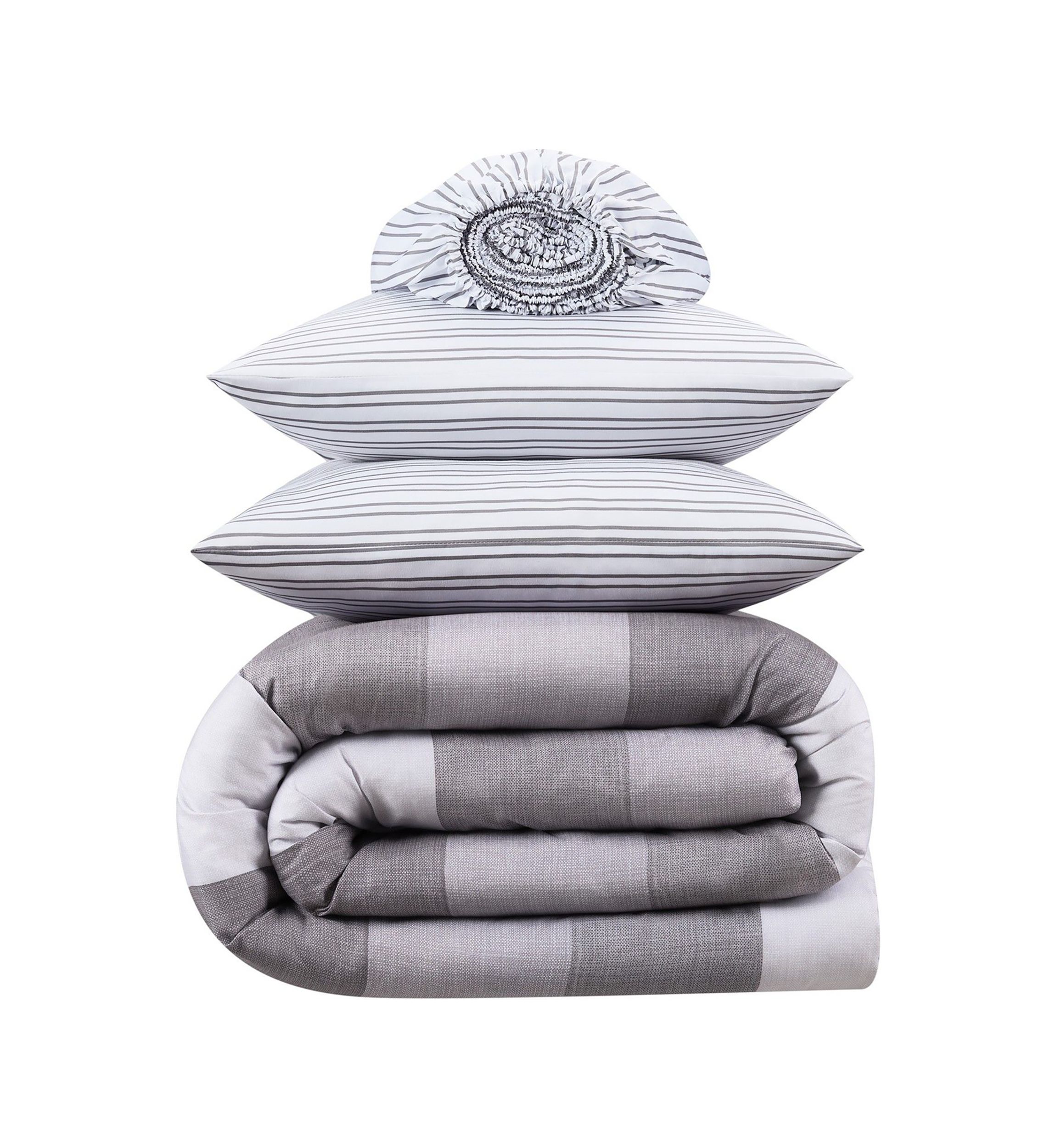 Simply Clean Billy Textured Stripe Antimicrobial Complete Bedding Set with Sheets