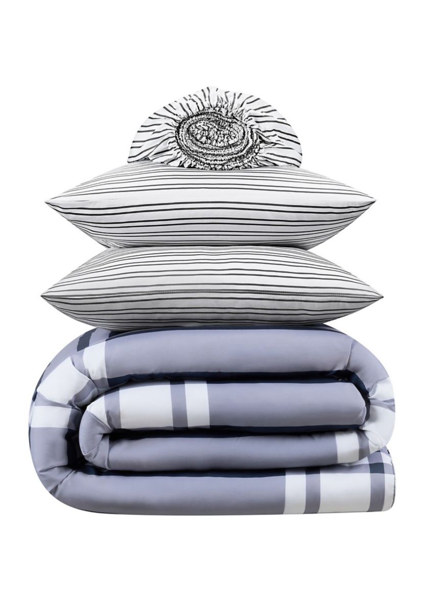 Simply Clean Jax Plaid Antimicrobial Complete Bedding Set with Sheets