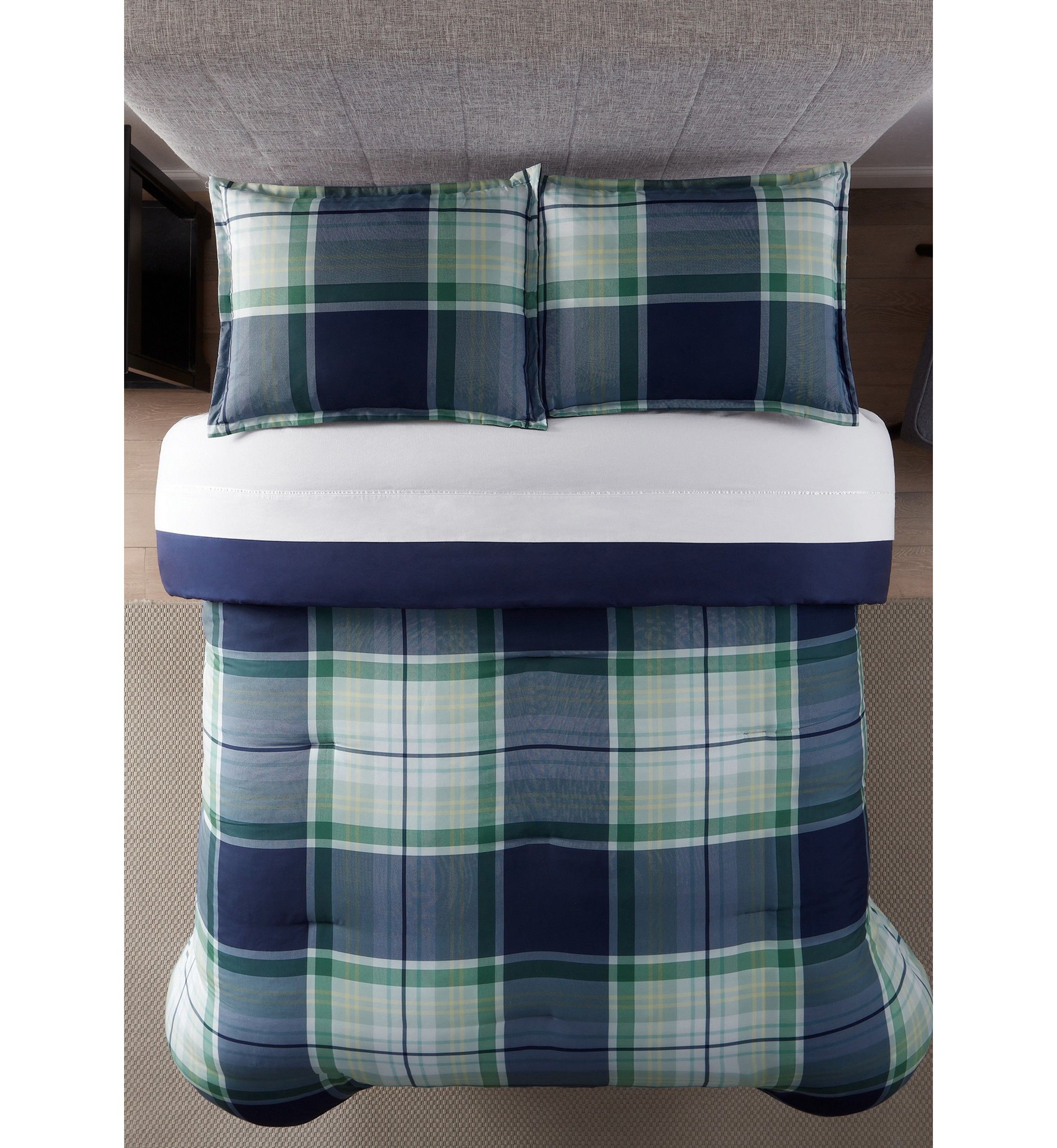 Simply Clean Scott Plaid Antimicrobial Complete Bedding Set with Sheets