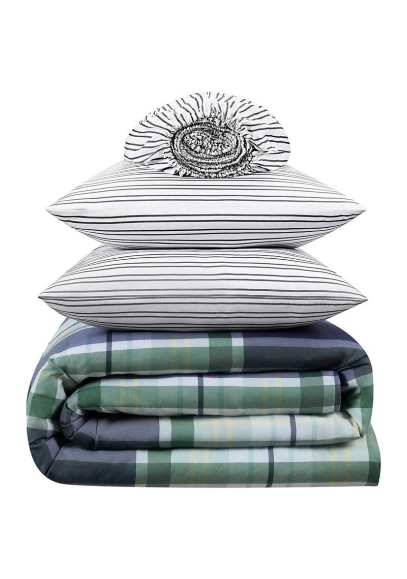 Simply Clean Scott Plaid Antimicrobial Complete Bedding Set with Sheets