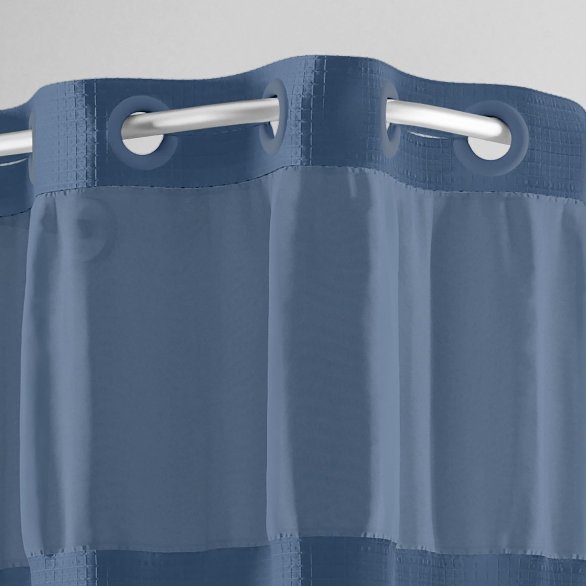 Hookless Faux Silk Shower Curtain with Flex-on Rings and Its a Snap! Fabric Liner with Magnets