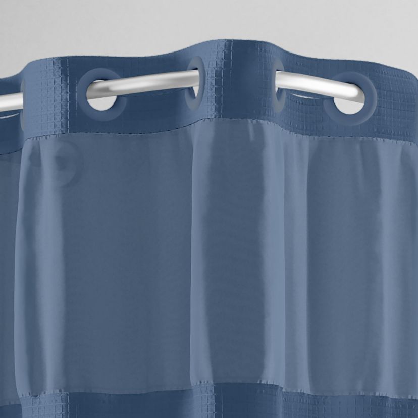 Hookless Faux Silk Shower Curtain with Flex-on Rings and Its a Snap! Fabric Liner with Magnets