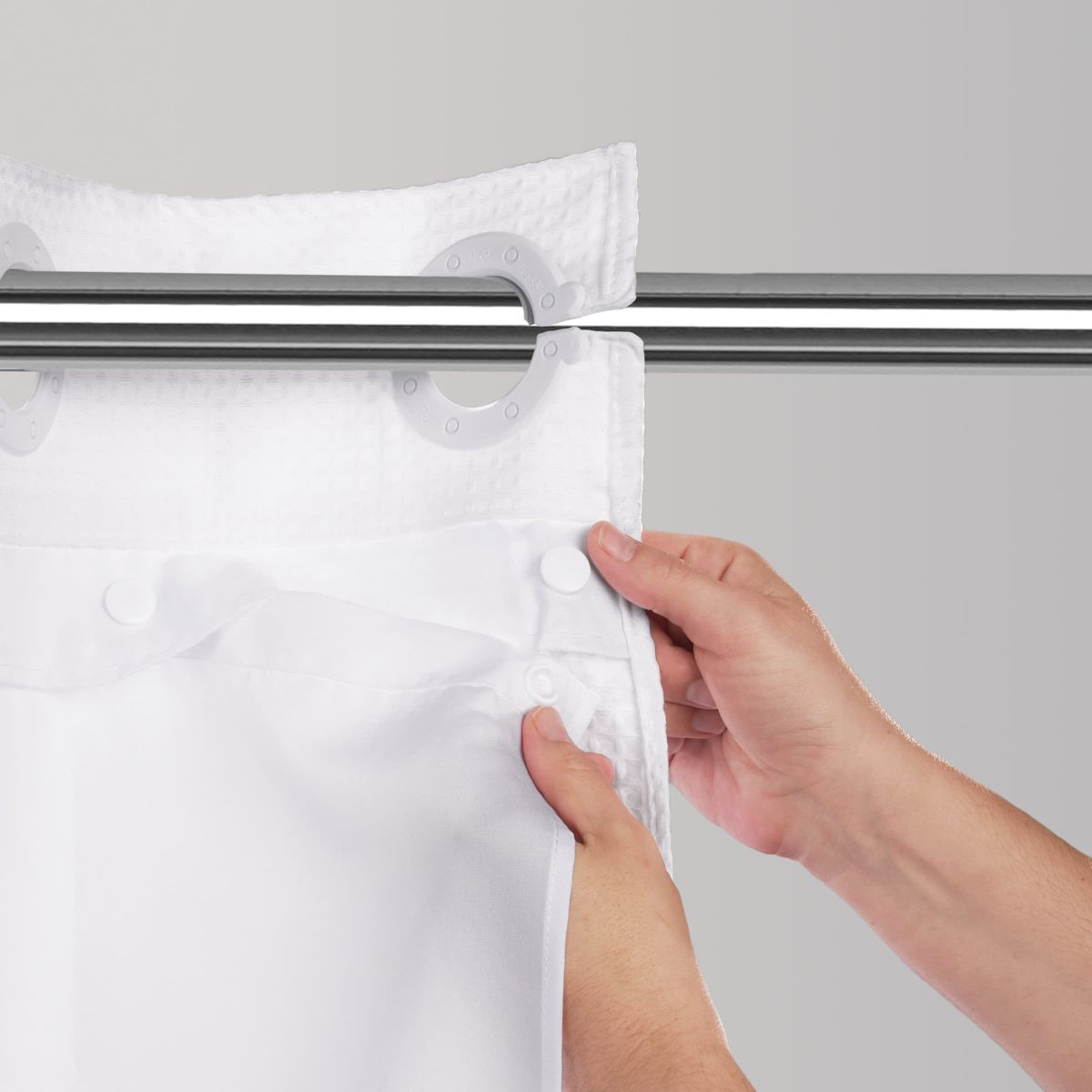 Hookless Its A Snap Shower Curtain Replacement Liner, Fabric Shower Curtain Liner with Magnets, Hookless Curtain with No Sheer Window