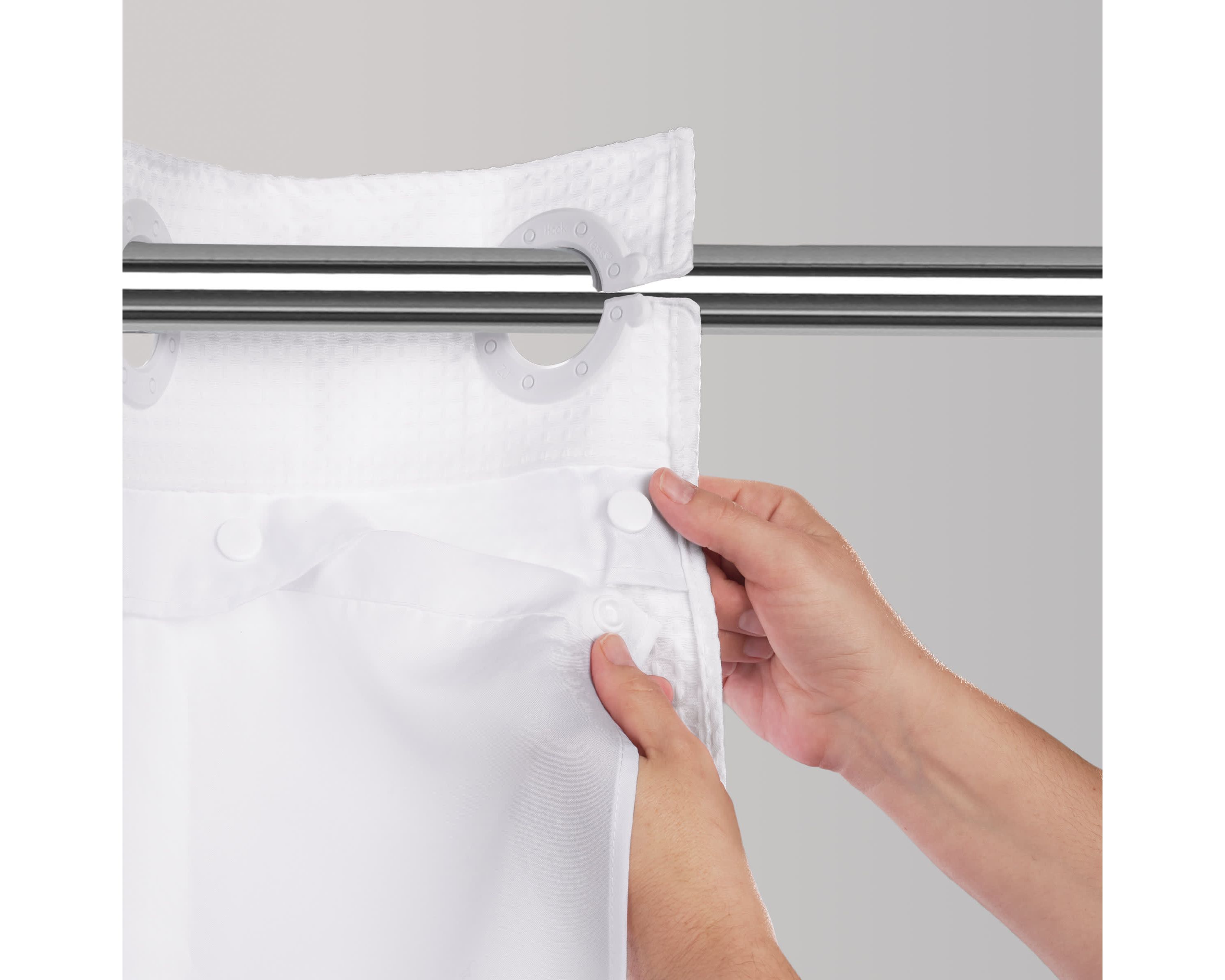 Hookless Its A Snap Shower Curtain Replacement Liner, Fabric Shower Curtain Liner with Magnets, Hookless Curtain with No Sheer Window