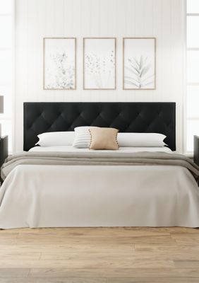 Lucid Dream Collection Diamond Tufted Mid-Rise Faux Leather Headboard