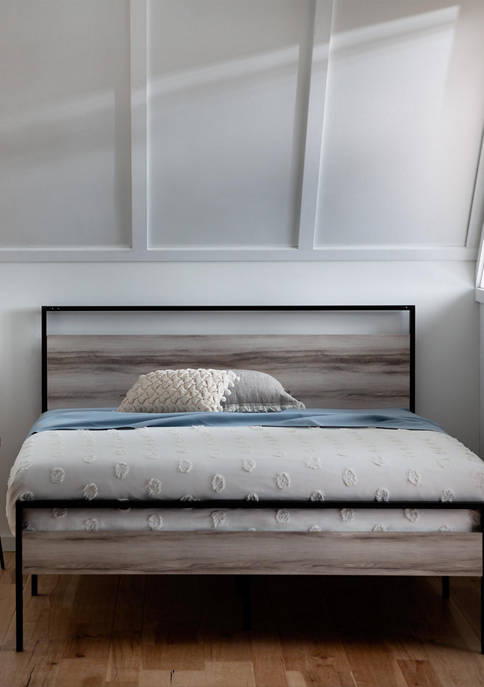 Open Frame Metal & Wood Platform Bed Frame 