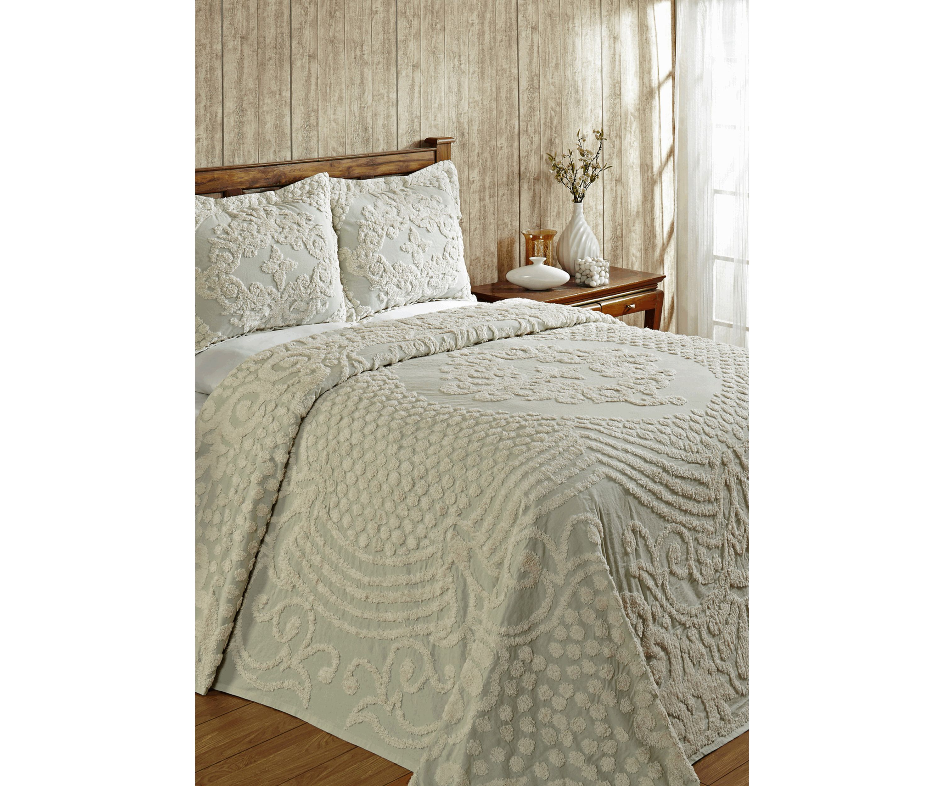 Florence Collection Medallion Design 100% Cotton Tufted Unique Luxurious Bedspread