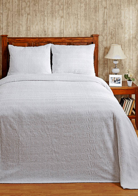 Natick Collection Wavy Channel Stripes Design 100% Cotton Tufted Unique Luxurious Bedspread