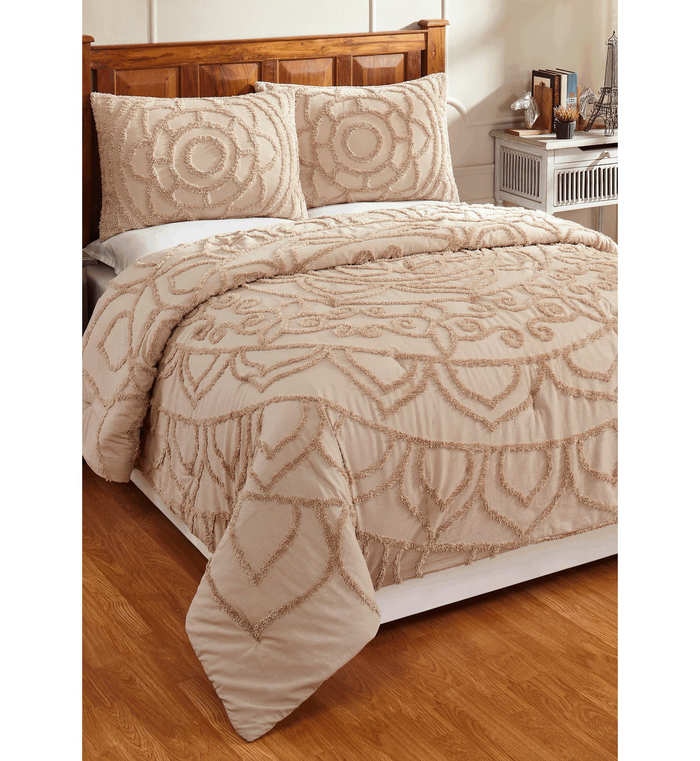 Cleo Comforter Set 100% Cotton Tufted Unique Luxurious Soft Plush Chenille