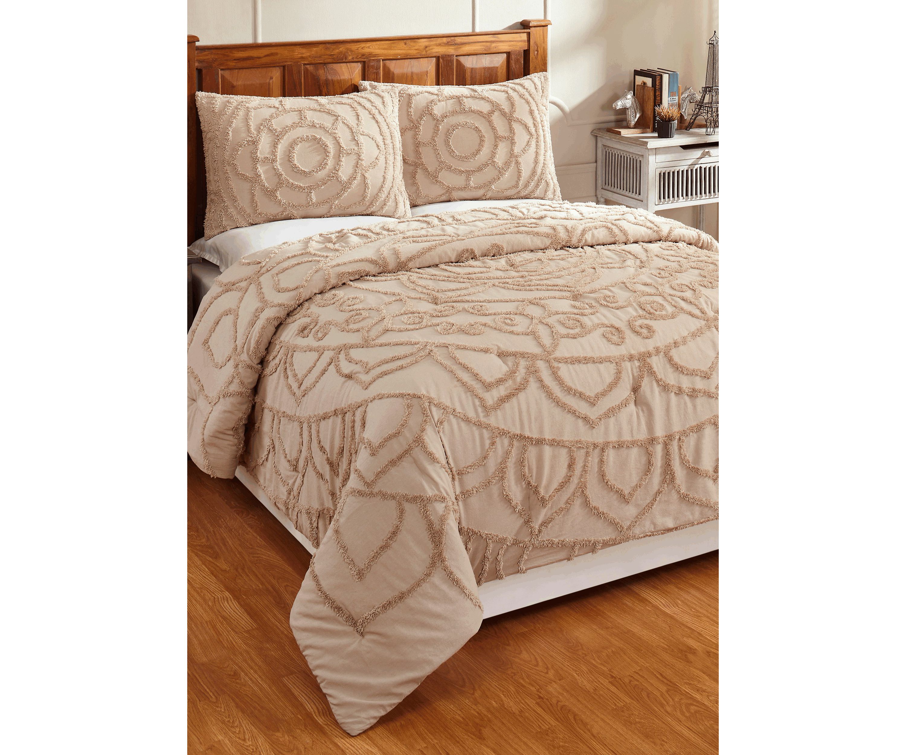 Cleo Comforter Set 100% Cotton Tufted Unique Luxurious Soft Plush Chenille