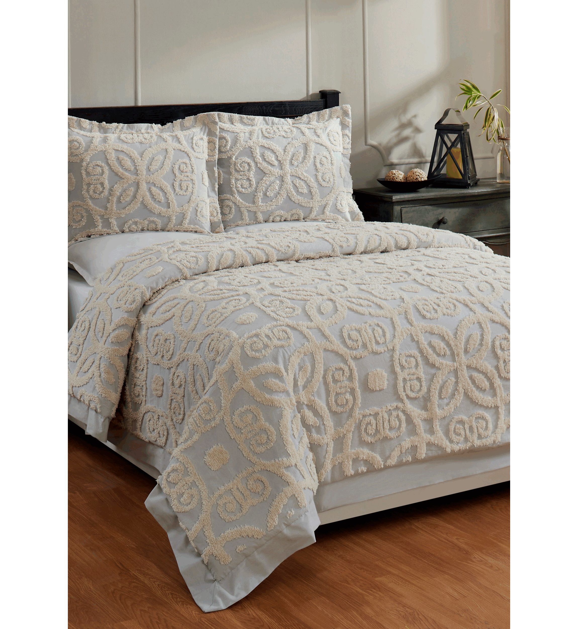 Eden Comforter Set 100% Cotton Tufted Unique Luxurious Soft Plush Chenille