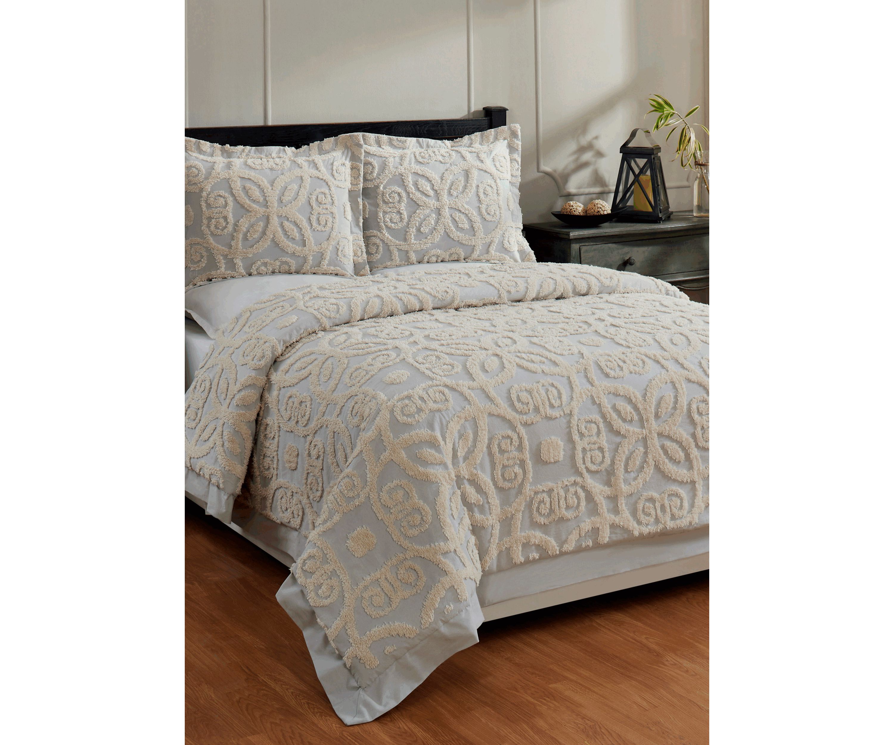 Eden Comforter Set 100% Cotton Tufted Unique Luxurious Soft Plush Chenille