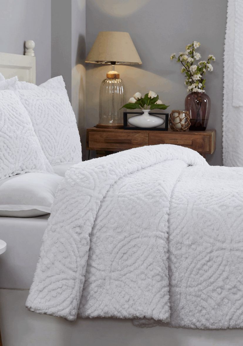 Wedding Ring Comforter Set 100% Cotton Tufted Unique Luxurious Soft Plush Chenille