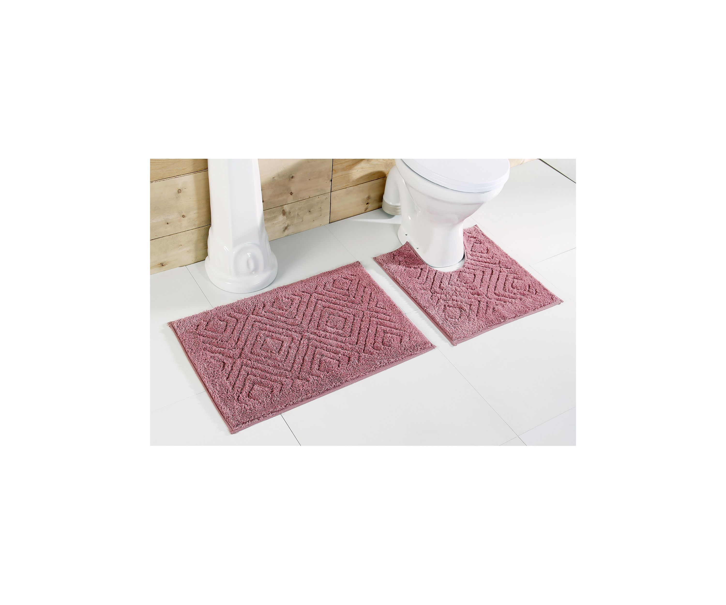 Trier Collection Ultra Soft, Plush and Absorbent Tufted Bath Mat Rug 100% Cotton in Vibrant Colors, 2 Piece Set