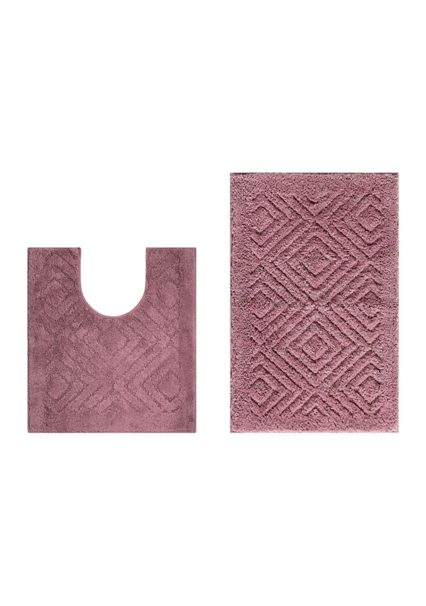 Trier Collection Ultra Soft, Plush and Absorbent Tufted Bath Mat Rug 100% Cotton in Vibrant Colors, 2 Piece Set