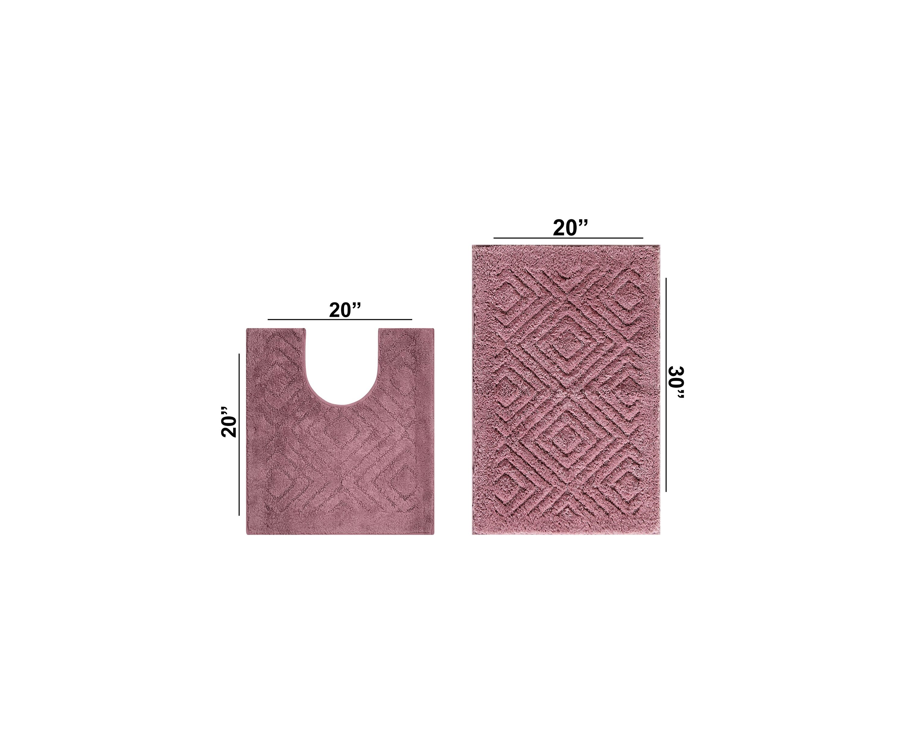 Trier Collection Ultra Soft, Plush and Absorbent Tufted Bath Mat Rug 100% Cotton in Vibrant Colors, 2 Piece Set