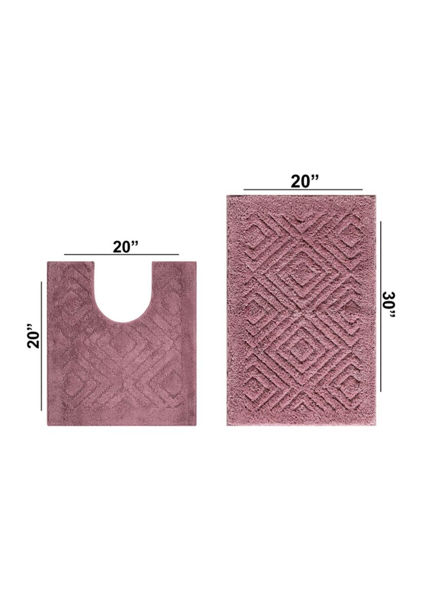 Trier Collection Ultra Soft, Plush and Absorbent Tufted Bath Mat Rug 100% Cotton in Vibrant Colors, 2 Piece Set