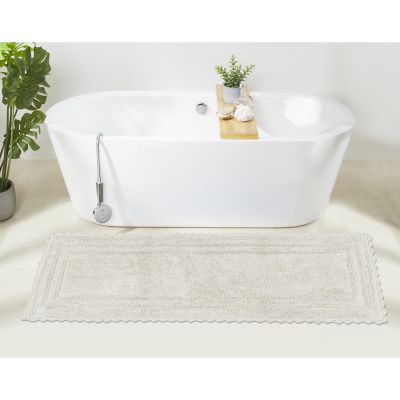 Better Trends Lilly Crochet Collection 100% Cotton Tufted Reversible Oval Bath Rug Soft Absorbent Bathroom Mat Machine Washable, Ivory, 20 x 32