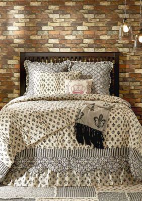 Ashton Willow Black Farmhouse Bedding Fleur De Lis Cotton Quilt