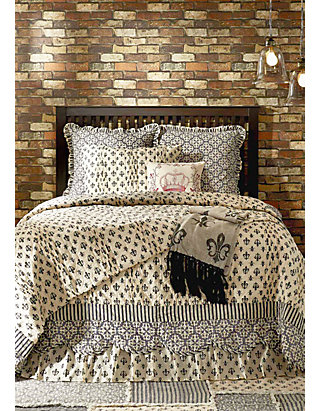 Ashton Willow Black Farmhouse Bedding Fleur De Lis Cotton Quilt