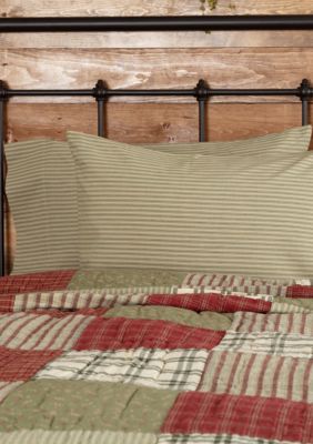 Ashton Willow Tan Farmhouse Bedding Cottage Path Ticking Stripe