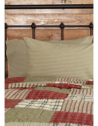 Ashton Willow Tan Farmhouse Bedding Cottage Path Ticking Stripe