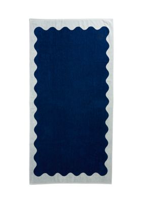 Crown & Ivy™ Navy Scallop Beach/Pool Towel