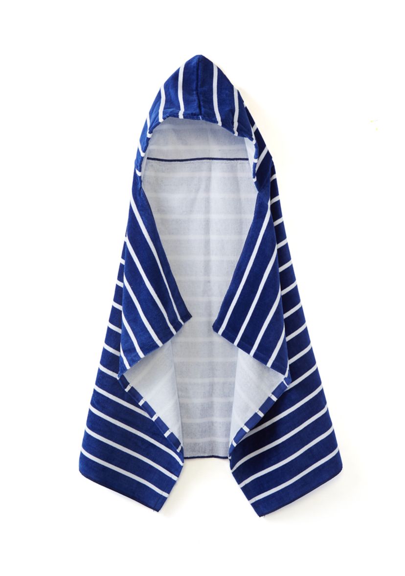 Kids Navy Striped Hooded Towel