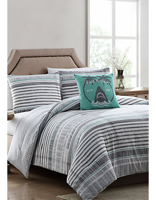 Mhf Home Harvey Gray Striped Reversible Comforter Set Belk