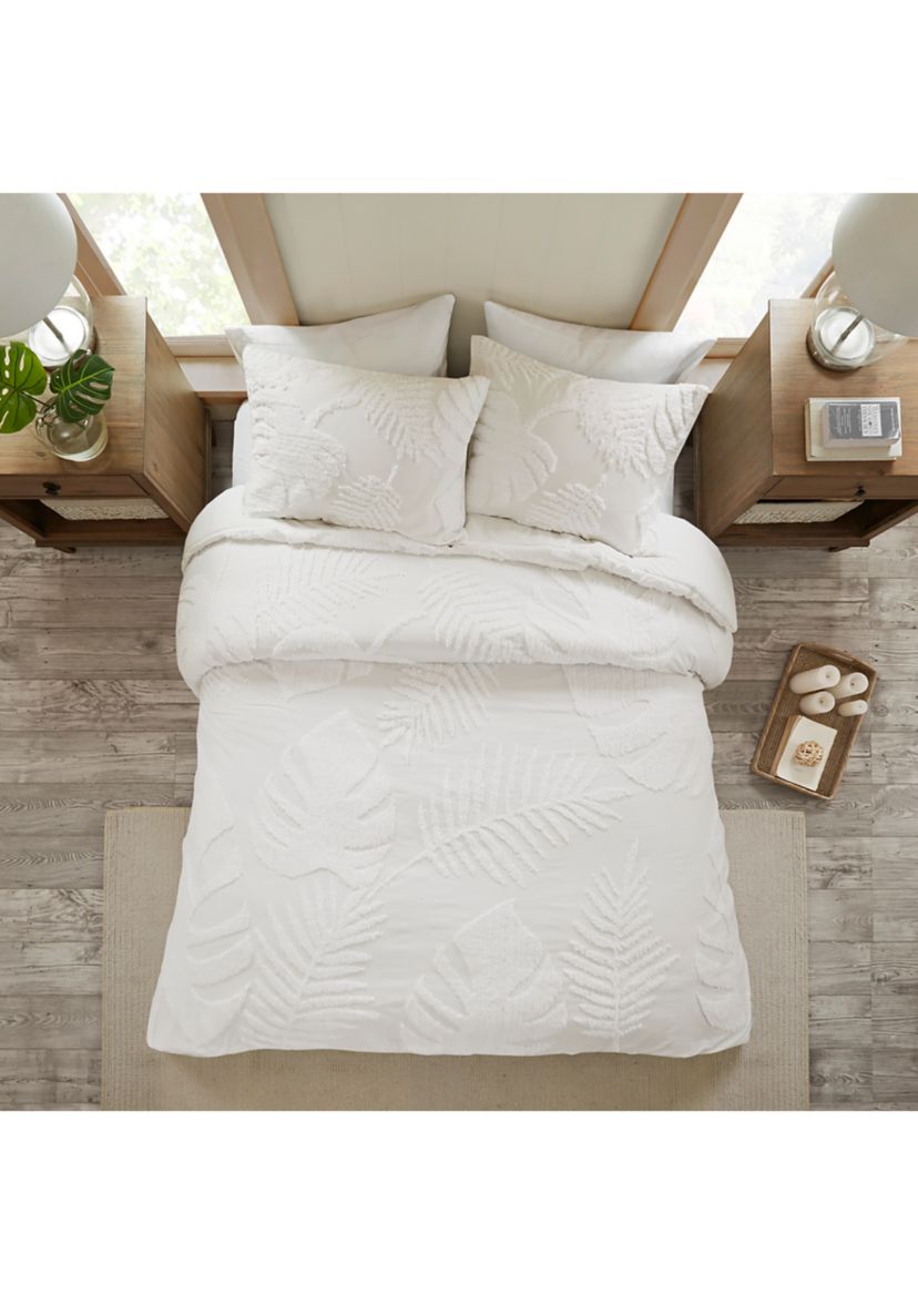 Bahari 3 Piece Tufted Cotton Chenille Palm Comforter Set