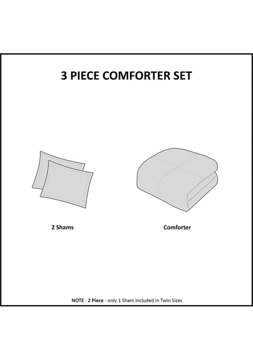 Bahari 3 Piece Tufted Cotton Chenille Palm Comforter Set