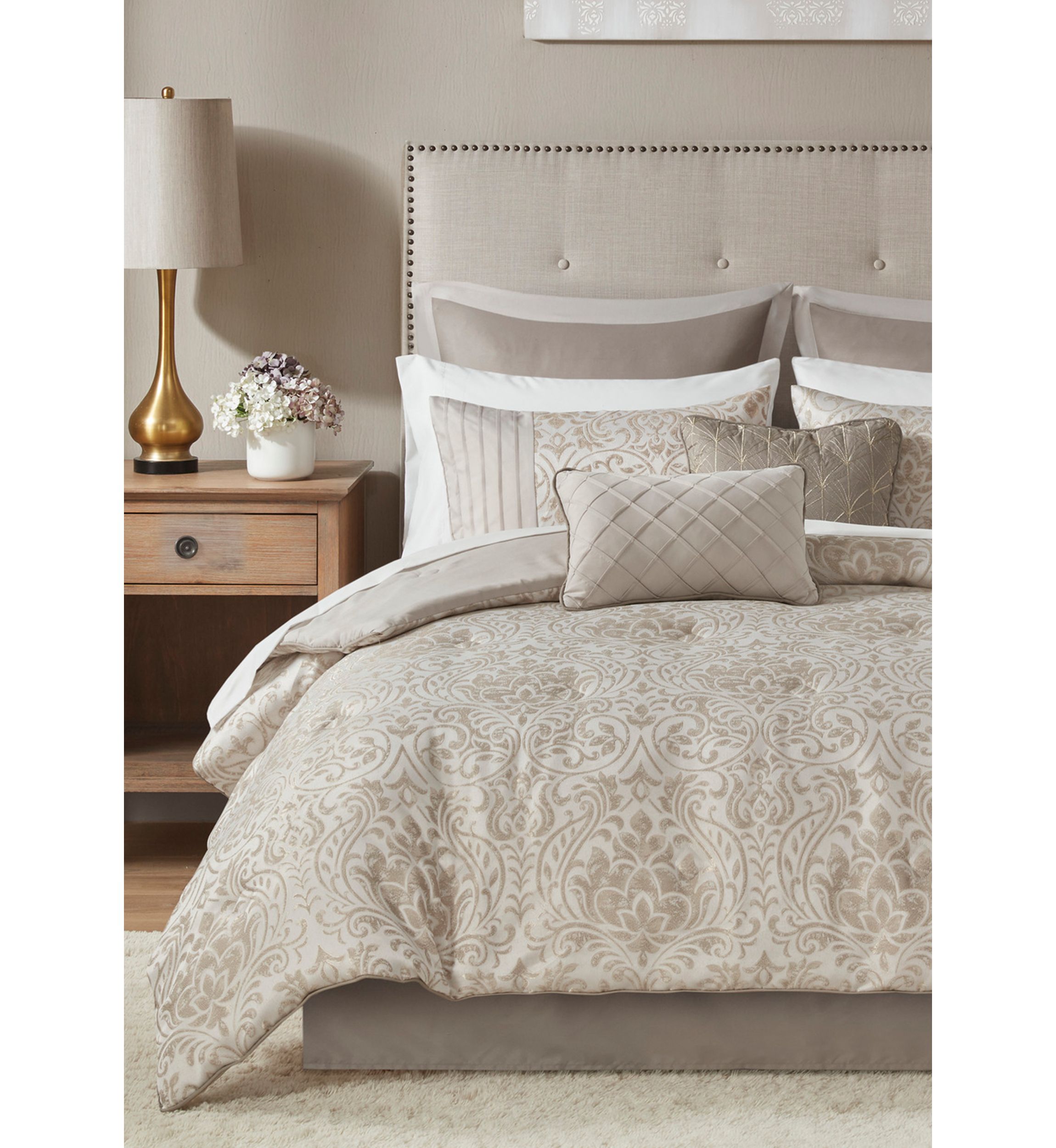 Emilia 12 Piece Jacquard Comforter Set with Bed Sheets
