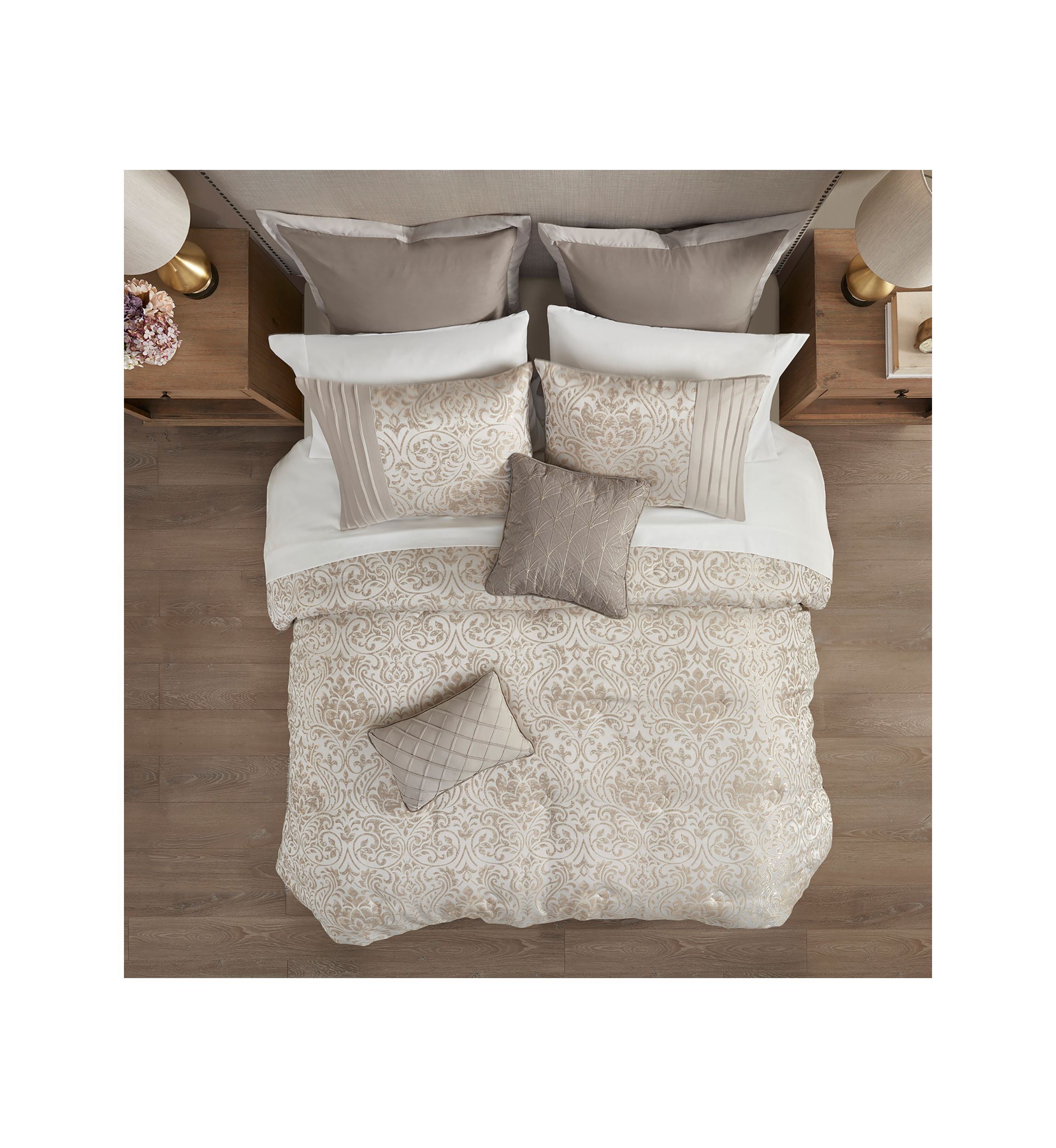 Emilia 12 Piece Jacquard Comforter Set with Bed Sheets