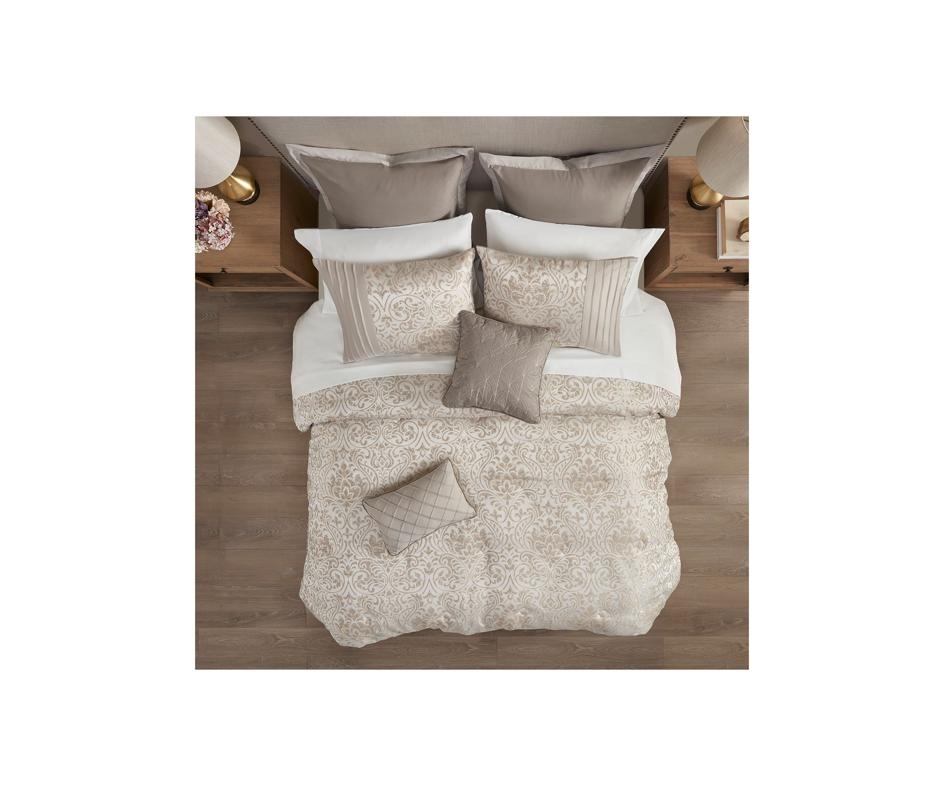 Emilia 12 Piece Jacquard Comforter Set with Bed Sheets