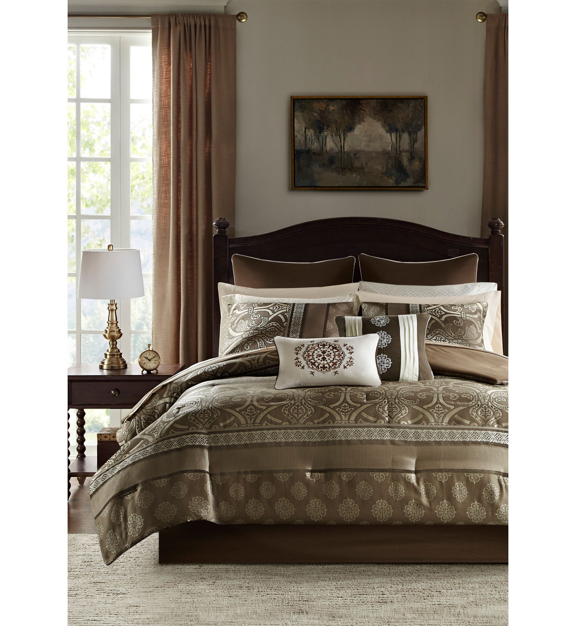 Zara 16 Piece Jacquard Complete Bedding Set with 2 Sheet Sets
