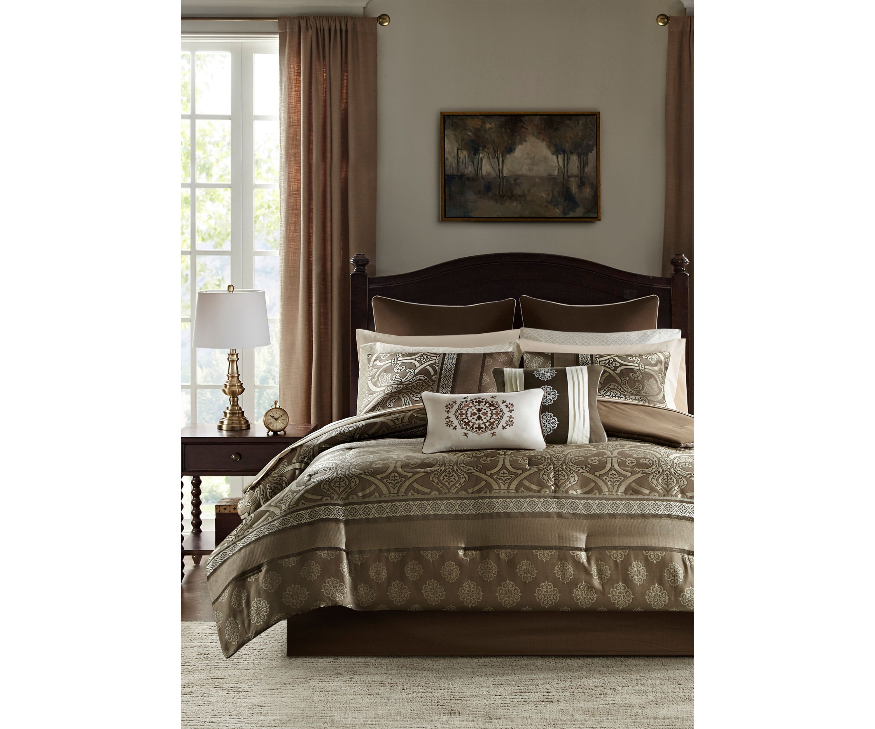Zara 16 Piece Jacquard Complete Bedding Set with 2 Sheet Sets