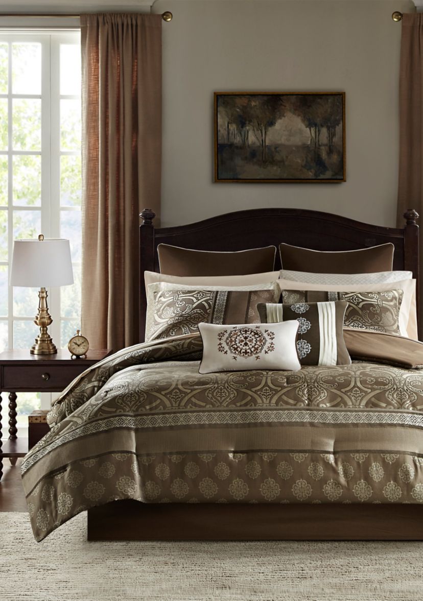 Zara 16 Piece Jacquard Complete Bedding Set with 2 Sheet Sets