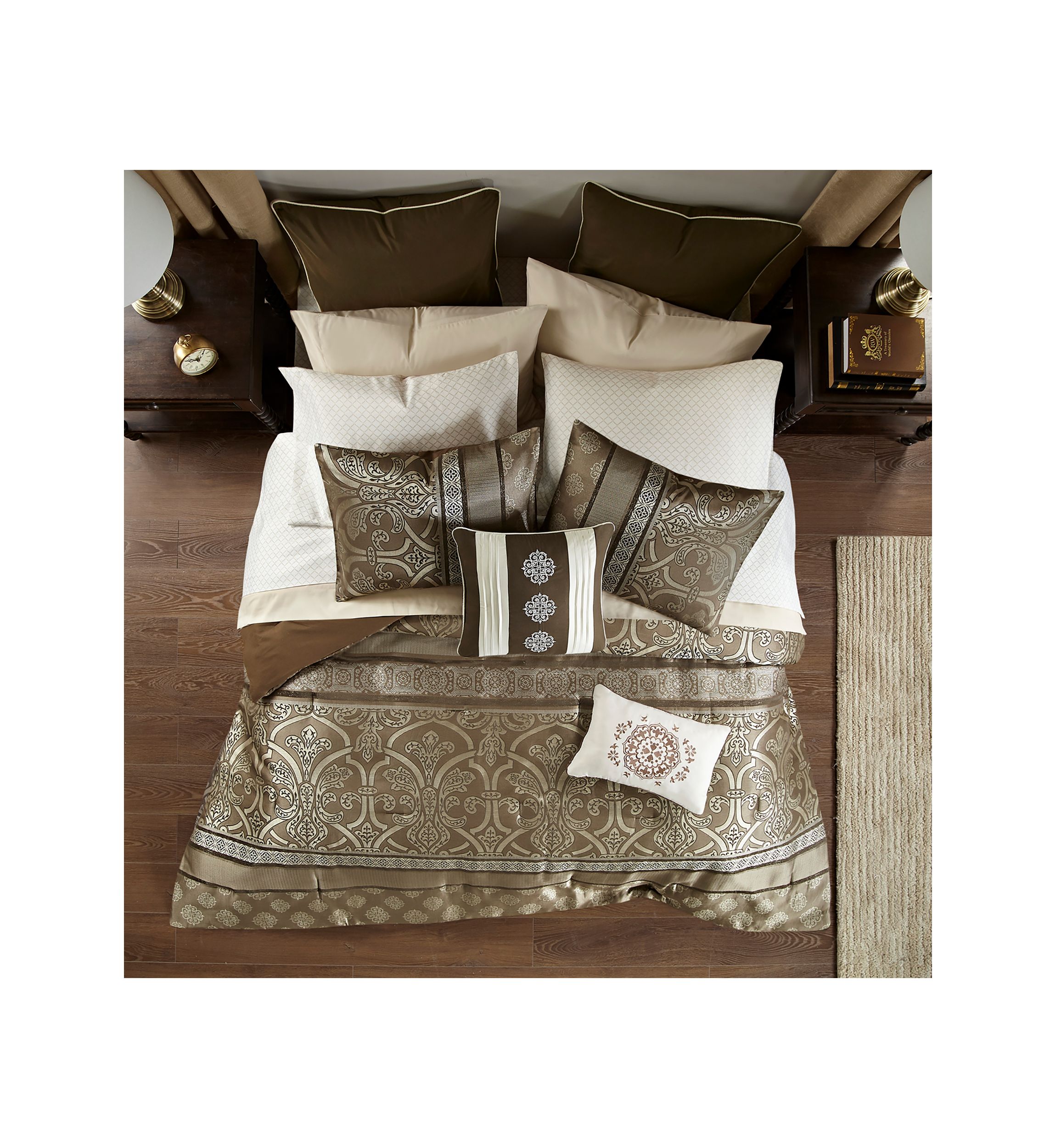 Zara 16 Piece Jacquard Complete Bedding Set with 2 Sheet Sets