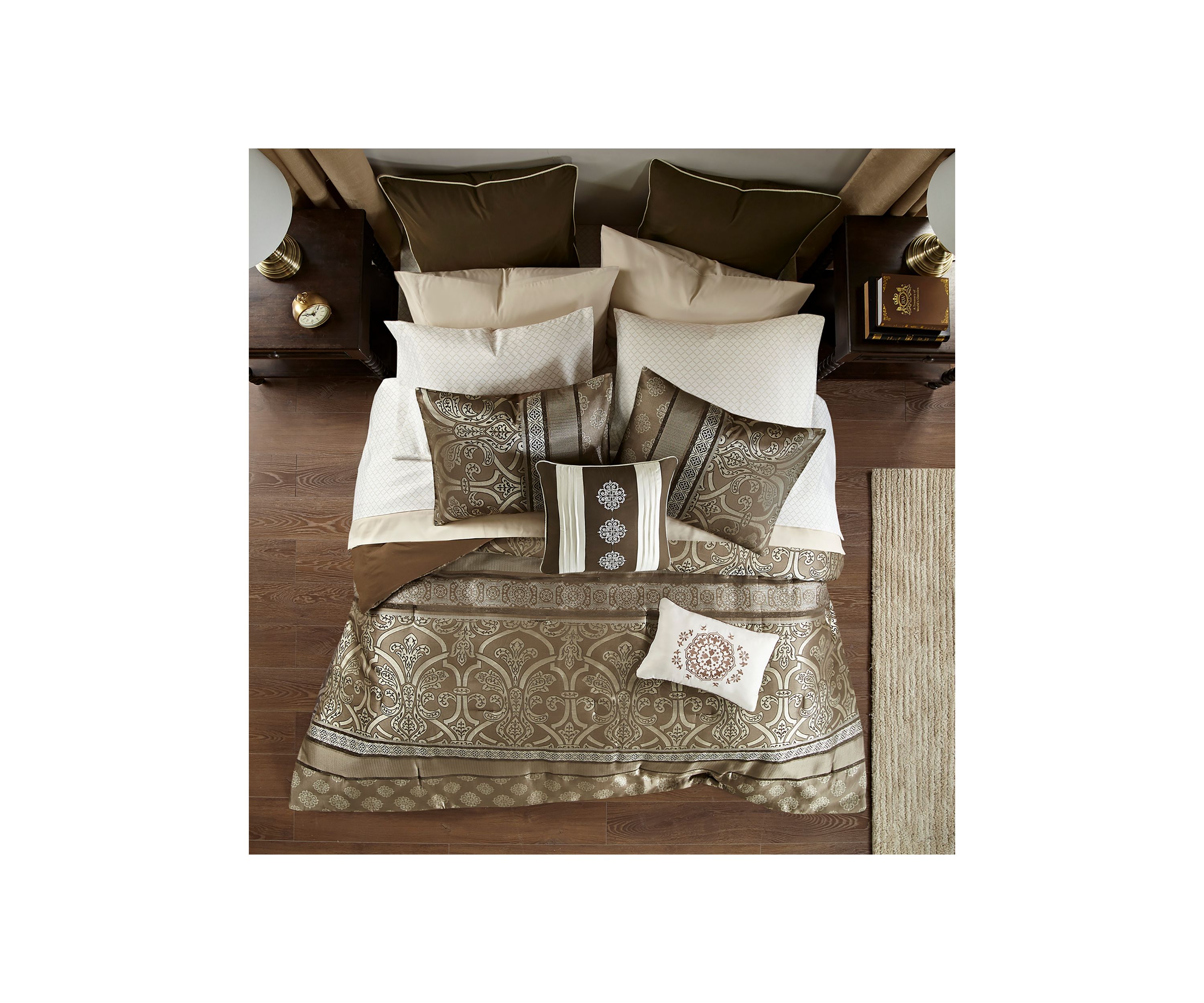 Zara 16 Piece Jacquard Complete Bedding Set with 2 Sheet Sets