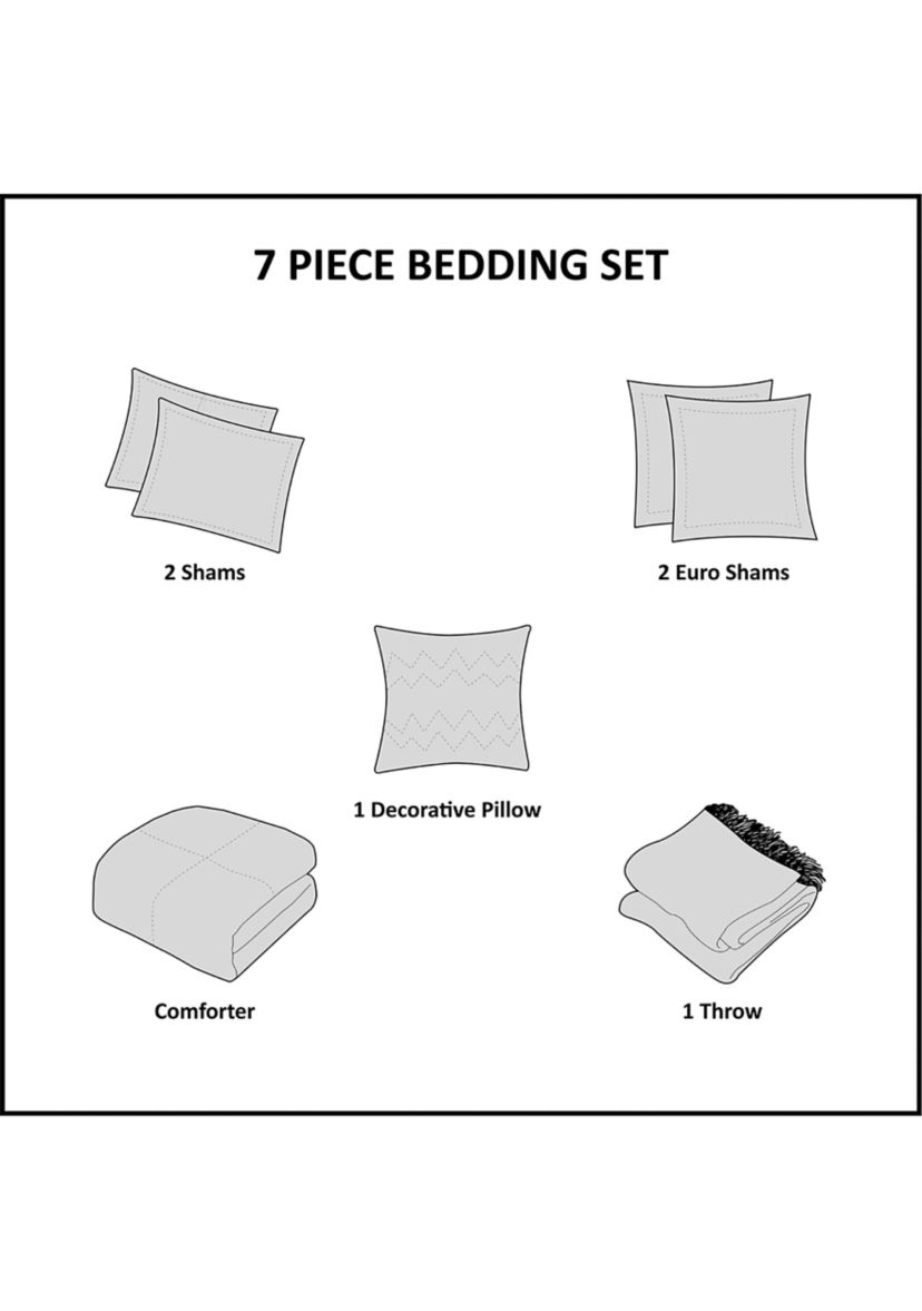 Zennia 7 Piece Printed Seersucker Comforter Set with Throw Blanket