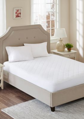 Madison Park All Natural Cotton Percale Quilted Mattress Pad, White, King