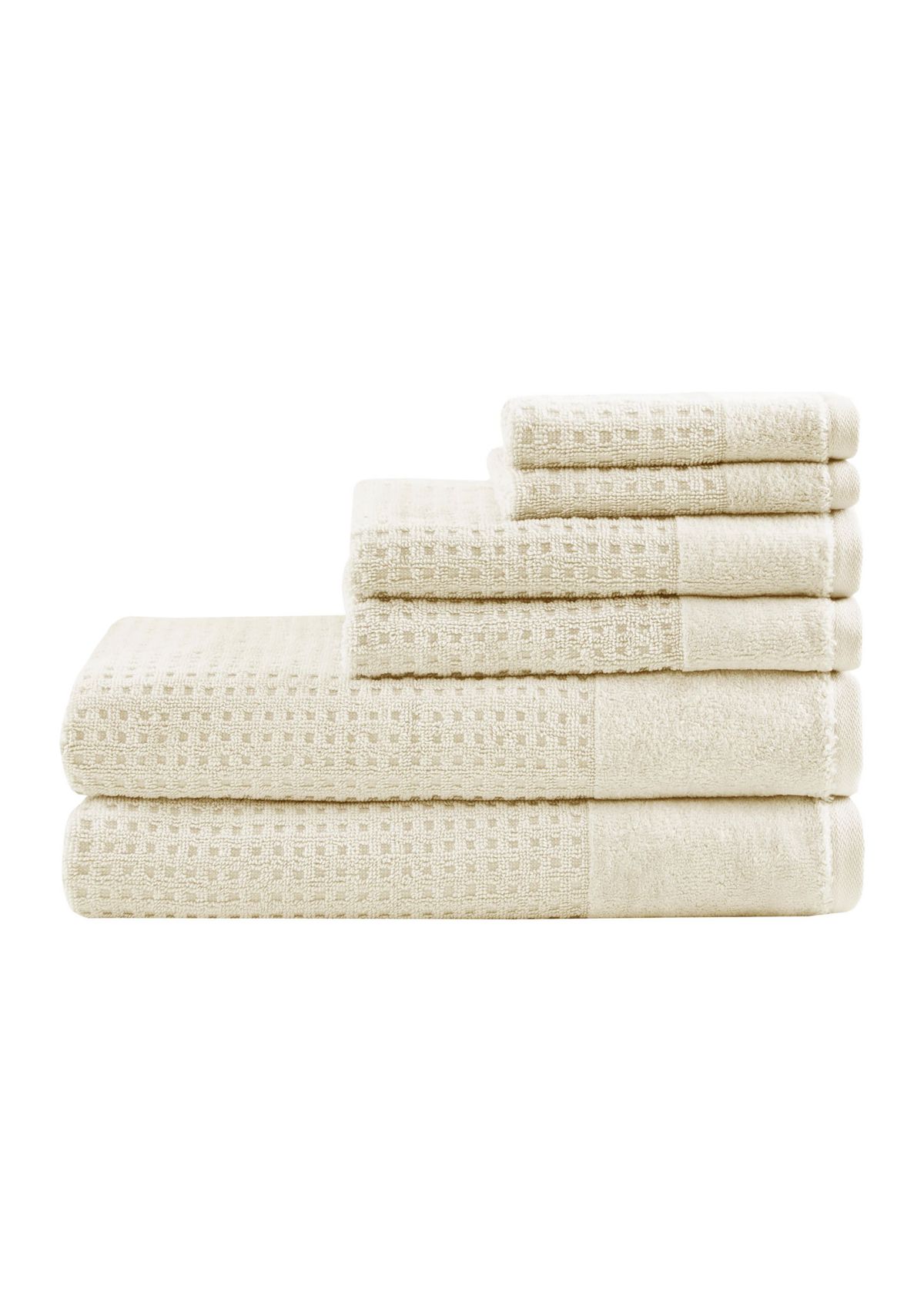 Spa Waffle Cotton Jacquard Antimicrobial Bath Towel 6 Piece Set