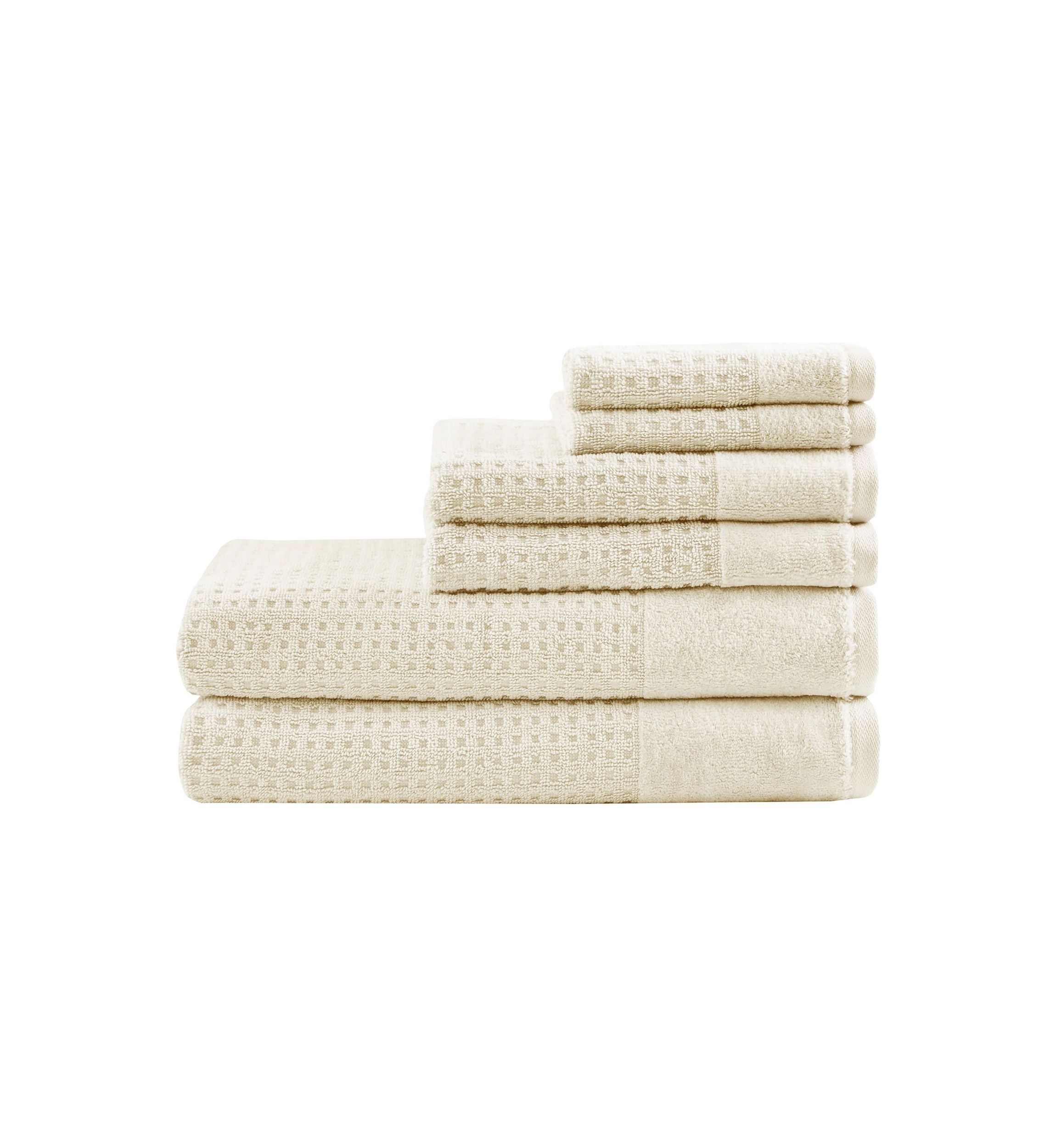 Spa Waffle Cotton Jacquard Antimicrobial Bath Towel 6 Piece Set